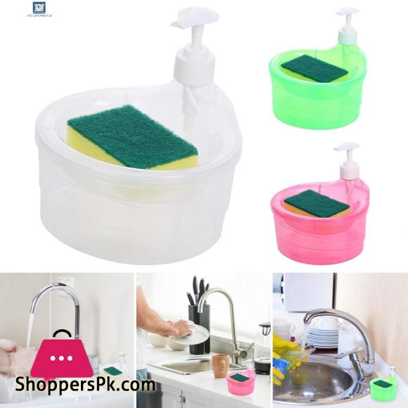 Soap Dispenser with Sponge Holder No Dripping Large Capacity for Kitchen