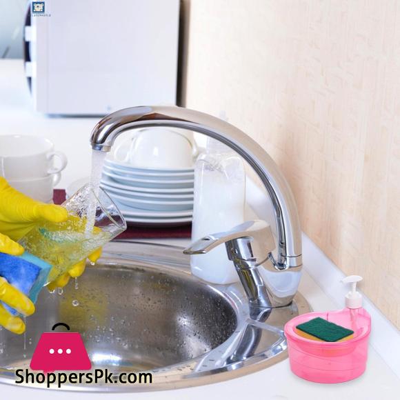 Soap Dispenser with Sponge Holder No Dripping Large Capacity for Kitchen