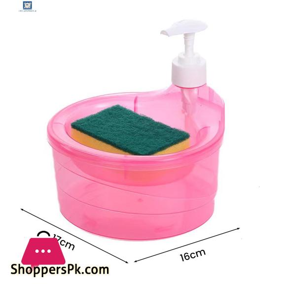 Soap Dispenser with Sponge Holder No Dripping Large Capacity for Kitchen
