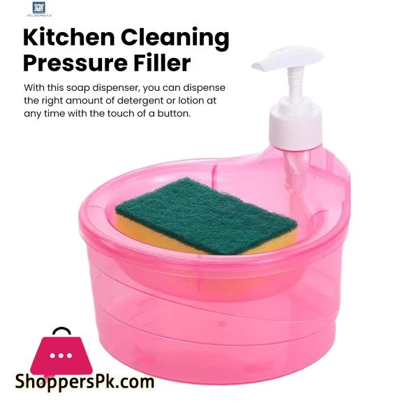 Soap Dispenser with Sponge Holder No Dripping Large Capacity for Kitchen