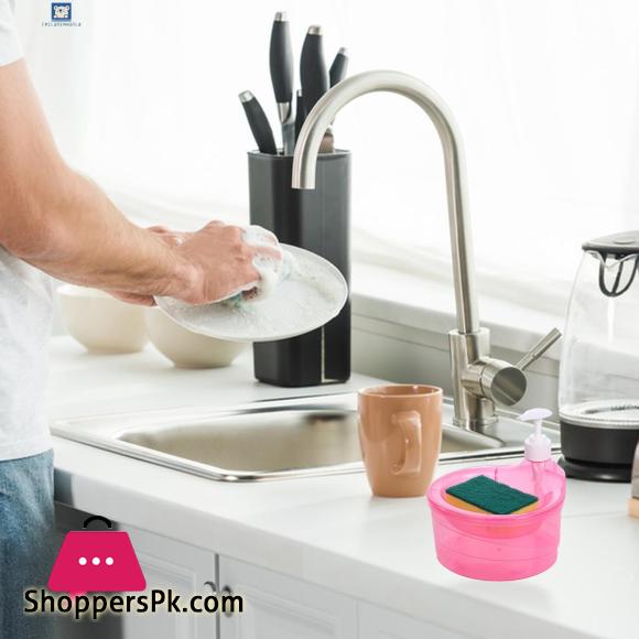 Soap Dispenser with Sponge Holder No Dripping Large Capacity for Kitchen