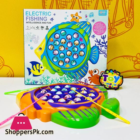 Fishing Game Toy Set with Rotating Board with Music On/Off Switch for Quiet Play