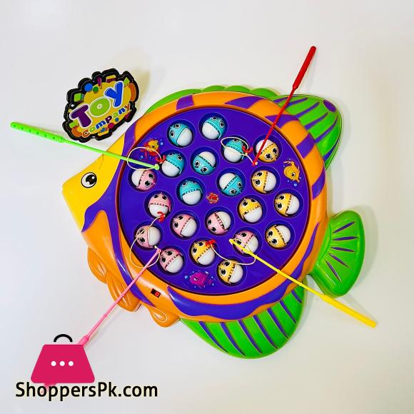 Fishing Game Toy Set with Rotating Board with Music On/Off Switch for Quiet Play