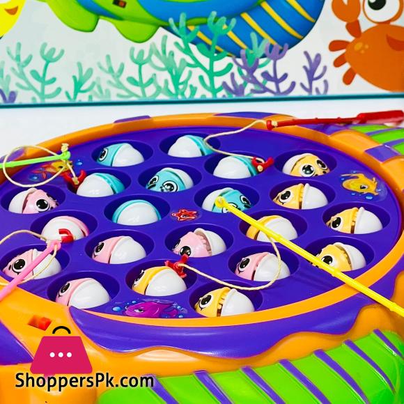 Fishing Game Toy Set with Rotating Board with Music On/Off Switch for Quiet Play