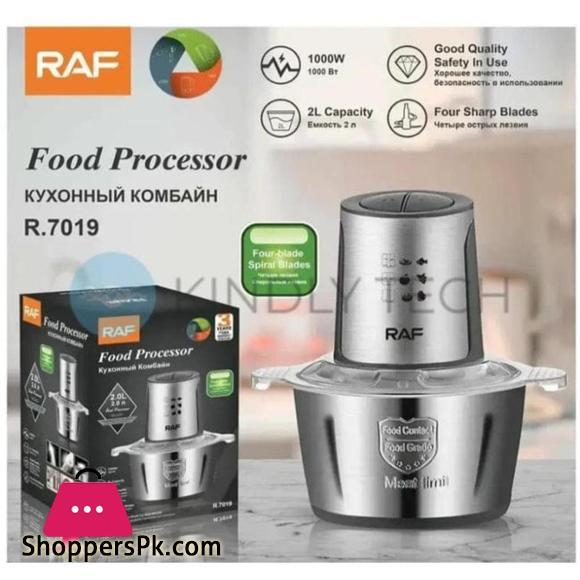 RAF Food Processor | Meat Grinder | Meat Chopper | 2-L Capacity | 1000W Powerful Motor | Stainless steel.