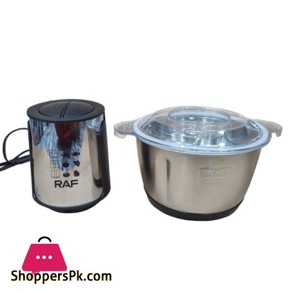 RAF Food Processor | Meat Grinder | Meat Chopper | 2-L Capacity | 1000W Powerful Motor | Stainless steel.