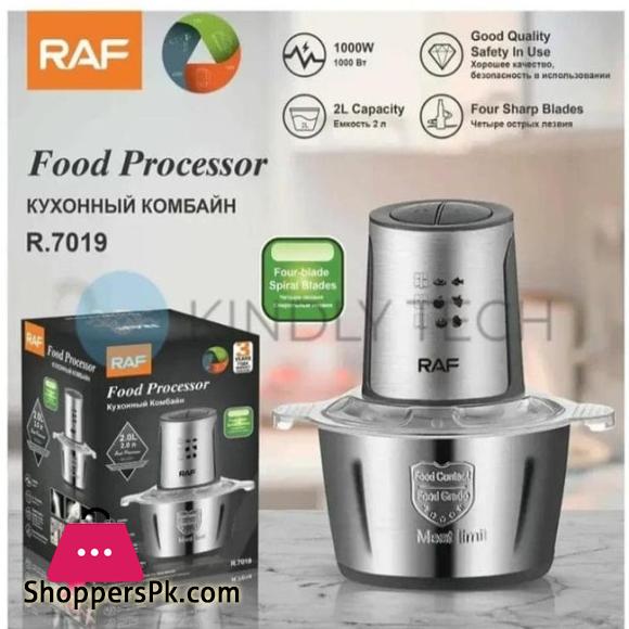 RAF Food Processor | Meat Grinder | Meat Chopper | 2-L Capacity | 1000W Powerful Motor | Stainless steel.