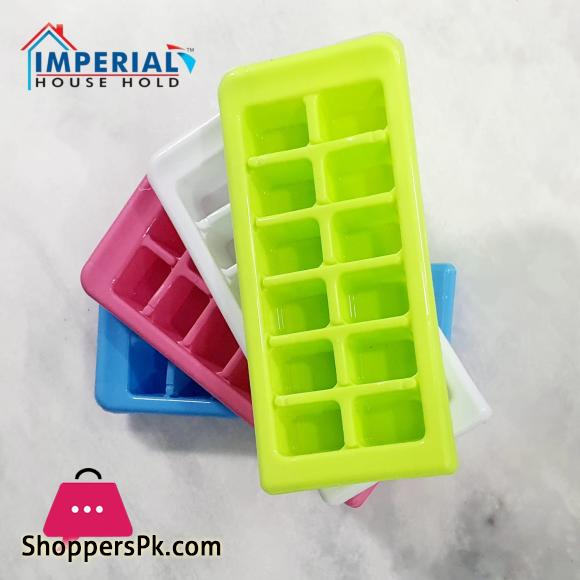 Silicone Flexible Easy Release Stackable 12 Cavity Ice Cube Trays for Whiskey, Cocktails, Soft Drinks, Water, BPA Free, Multicolor, 1 Piece