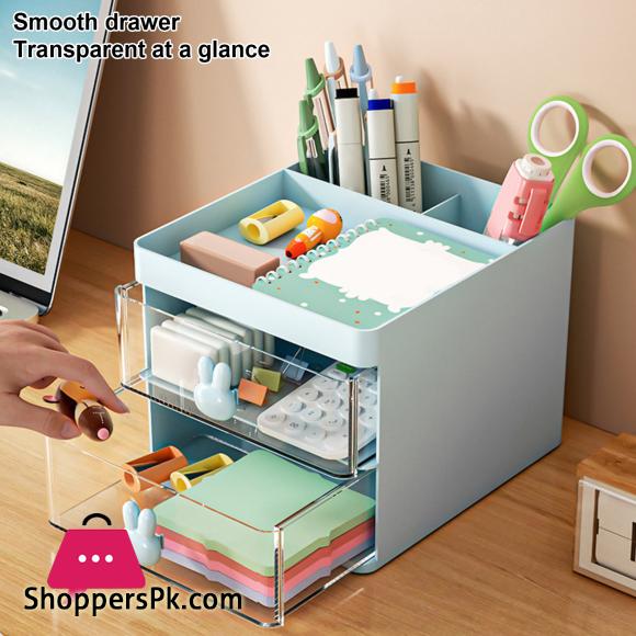 Stationery Container Multifunctional Desk Cosmetics Toiletry Organizer with Drawer