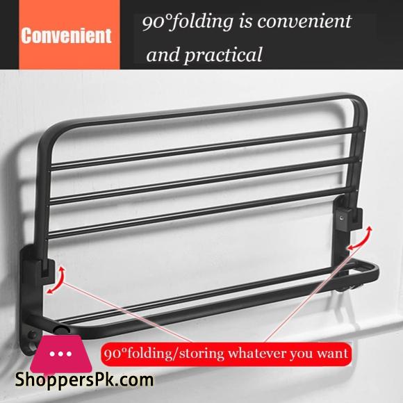 Wall Mounted Aluminum Alloy Towel Rack, Bathroom Towel Shelves With Double Towel Bars
