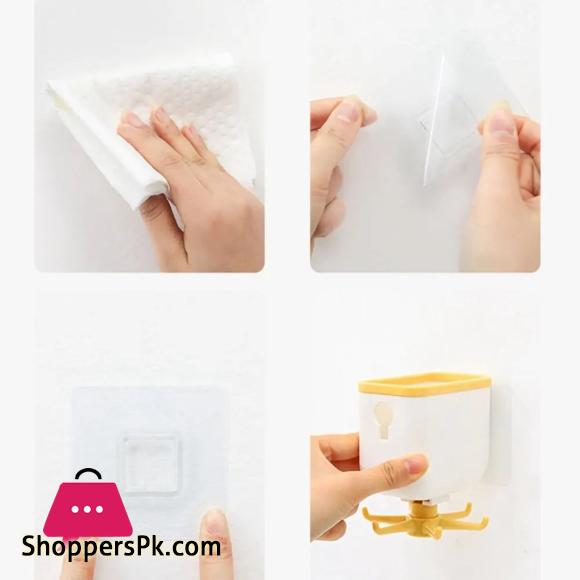 Wall-Mounted Self Adhesive Storage Holder With 360 Degree Rotating Hooks Hanger Bathroom Utensils Kitchen Organizer Storage Box Wall Hook Kitchenware Storage Rack