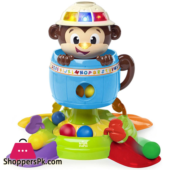 Bright Starts Hide n Spin Monkey Ball Popper Musical Activity Toy, Ages 6 Months +