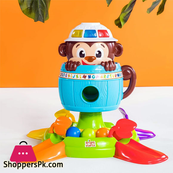 Bright Starts Hide n Spin Monkey Ball Popper Musical Activity Toy, Ages 6 Months +