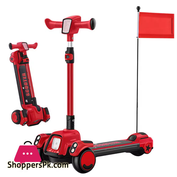 Childrens Scooter Height Adjustable Lean to Steer Flashing PU Wheels 3 Wheel Kick Scooters For Kids Boys Girls