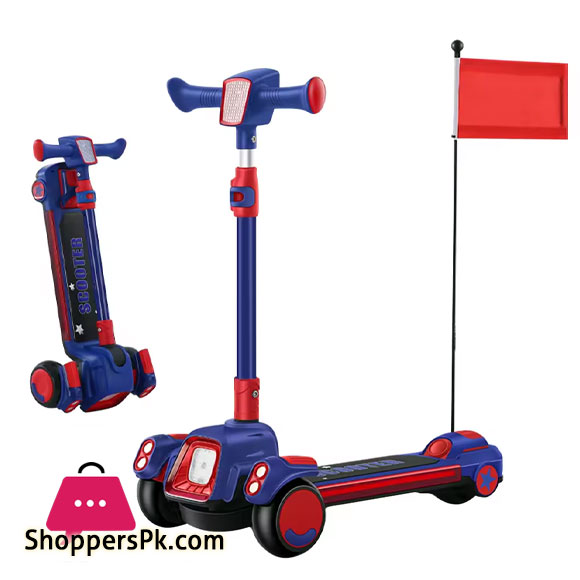 Childrens Scooter Height Adjustable Lean to Steer Flashing PU Wheels 3 Wheel Kick Scooters For Kids Boys Girls