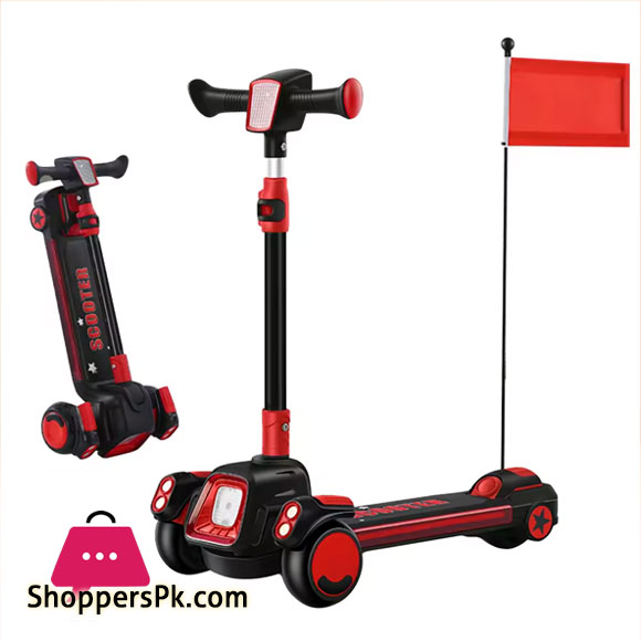 Childrens Scooter Height Adjustable Lean to Steer Flashing PU Wheels 3 Wheel Kick Scooters For Kids Boys Girls
