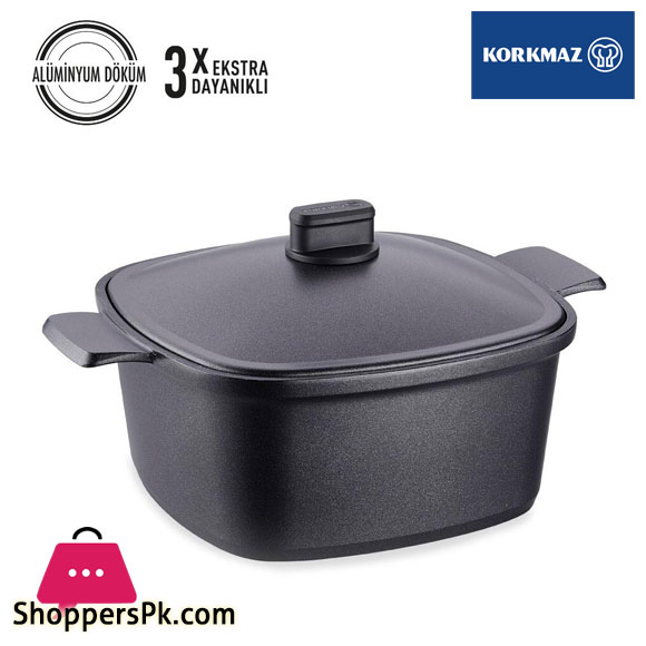 Korkmaz Casterra Square Cast Iron Pot 6.9 Liter 28 cm – A2583