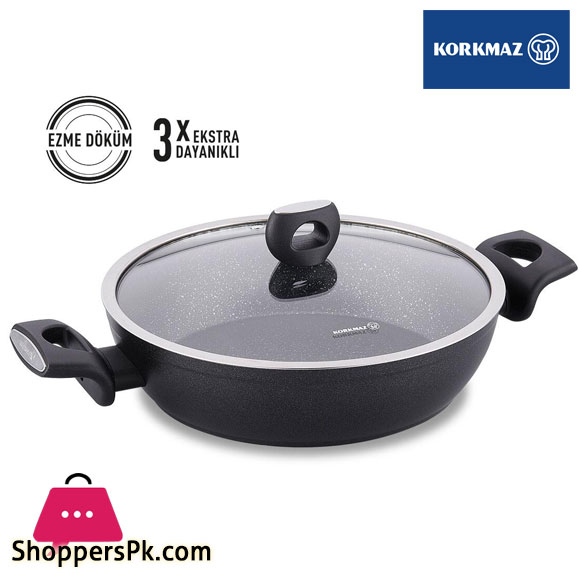 Korkmaz Nora Granite Low Casserole Cooking Pot Size 28x7 cm
