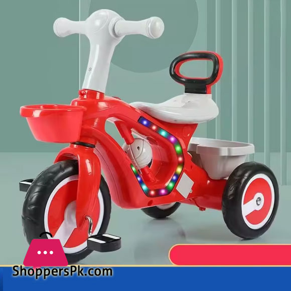 New Childrens Tricycle with Auxiliary Wheels Music and Lights Baby Walker Tricycle