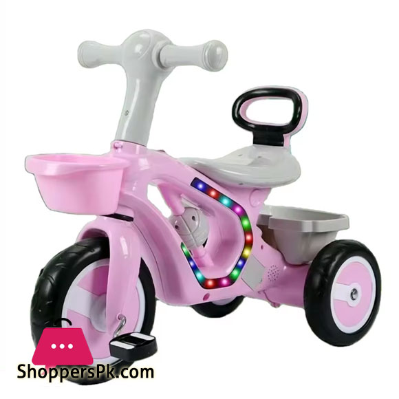 New Childrens Tricycle with Auxiliary Wheels Music and Lights Baby Walker Tricycle