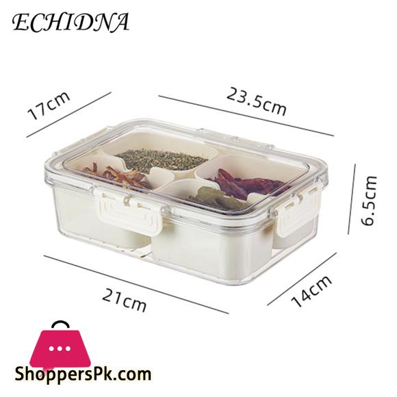 4-Gird Spice Storage Box Seasoning Box Lid Food Grade Large