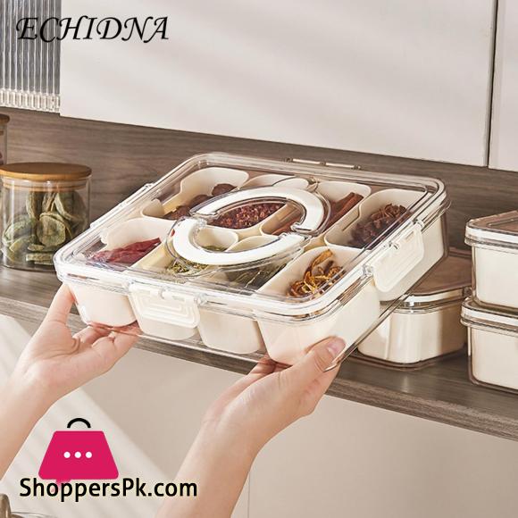 8 Gird Spice Storage Box Seasoning Box Lid Food Grade-Large
