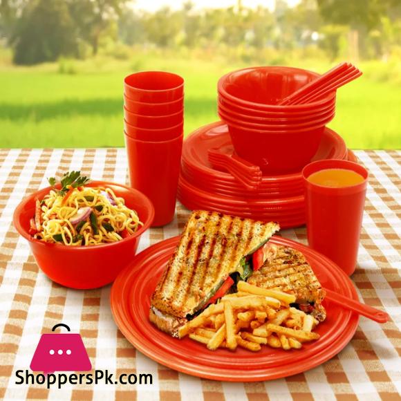 Appolo Best Quality 37 Pieces Saga Picnic Set 6 Person Dinner Utensil Set