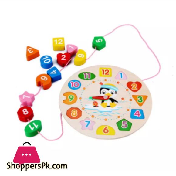 Cartoon Analog Clock Shape Wooden Toy