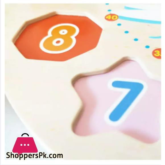Cartoon Analog Clock Shape Wooden Toy