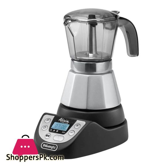 DeLonghi Alicia Plus Electric Moka Coffee Maker Black/Silver EMKP42.B