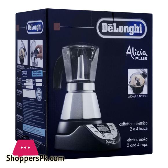 DeLonghi Alicia Plus Electric Moka Coffee Maker Black/Silver EMKP42.B