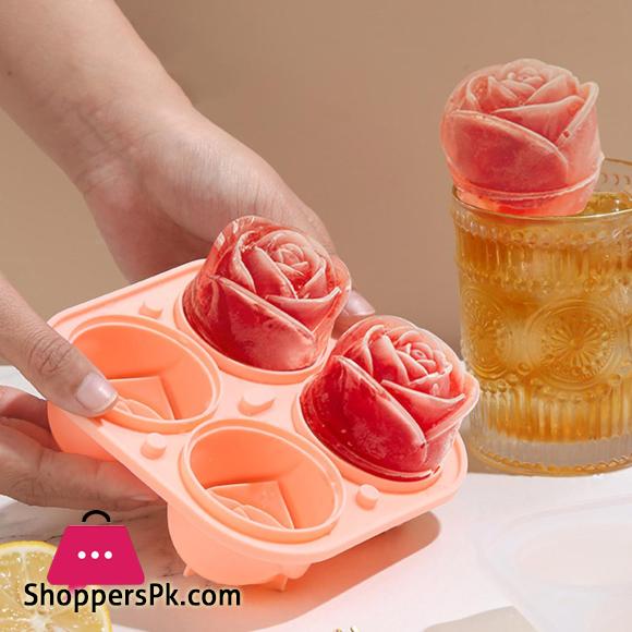 Rose Flower Shape Silicone Ice Cube Molds Ice Cream Tray Cocktails Reusable Icemaker Kitchen Accessories