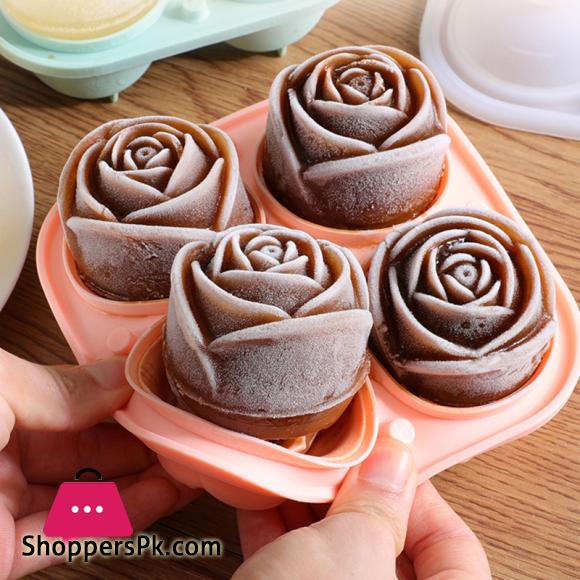 Rose Flower Shape Silicone Ice Cube Molds Ice Cream Tray Cocktails Reusable Icemaker Kitchen Accessories