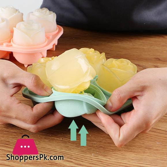 Rose Flower Shape Silicone Ice Cube Molds Ice Cream Tray Cocktails Reusable Icemaker Kitchen Accessories