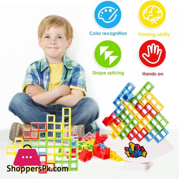 Tetra Tower Balance Games Stacking Team Building Blocks Board Game for Kids & Family, Balancing Blocks Board Games Stacking Fun Toy for Children