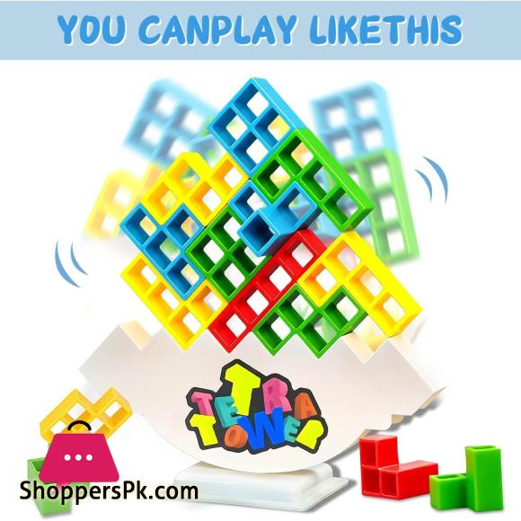 Tetra Tower Balance Games Stacking Team Building Blocks Board Game for Kids & Family, Balancing Blocks Board Games Stacking Fun Toy for Children