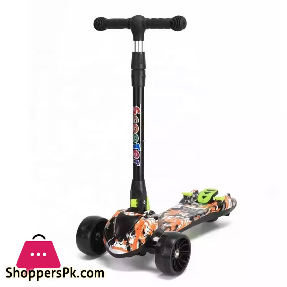 Folding Handlebar Anti Skid Double Bottom Plate Cool Spray Childrens Scooter on Both Sides