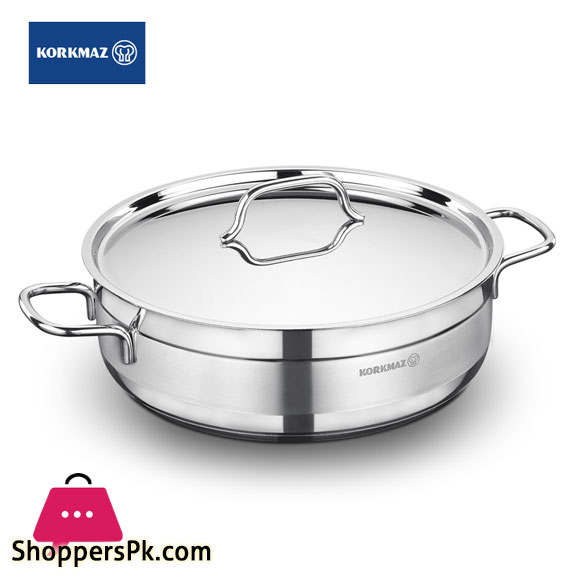 Korkmaz Stainless Steel Alfa Short Casserole 30x10 cm
