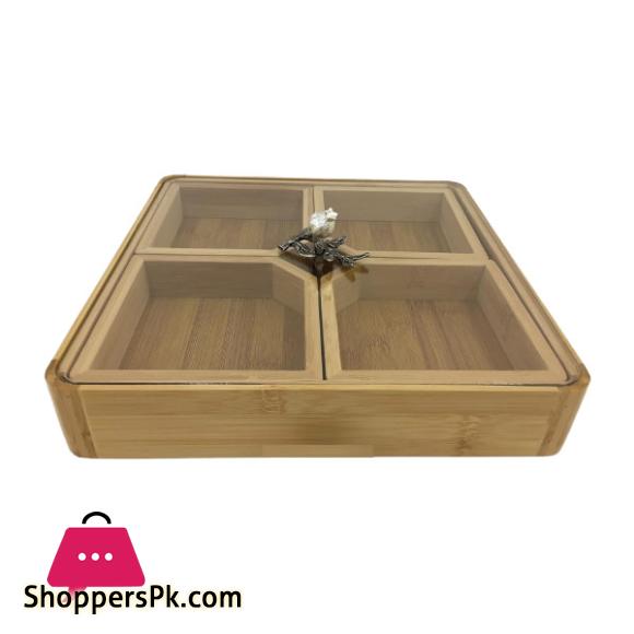 ORCHID 4 Partition Wooden Square Serving Dish WB1041