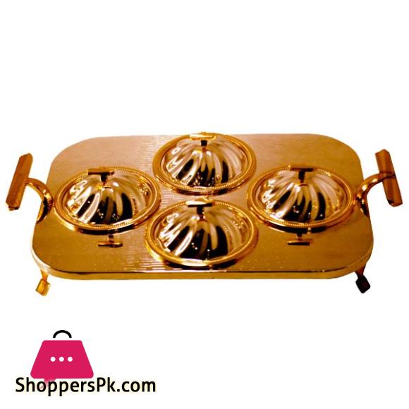 4 Section Dry Fruit / Candy Serving Set Full Gold HT210751