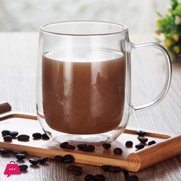 400ml Double Wall Heat Resistant Glass Cup Milk Juice Insulation Drinking Mug