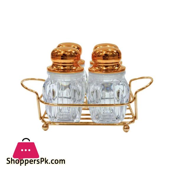 4Pcs Rose Gold Spice Jars Set With Rose Gold Stand SB2041