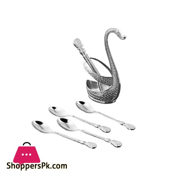6Pcs Golden/Silver Spoon Set With Golden/Silver Swan Holder NG-004