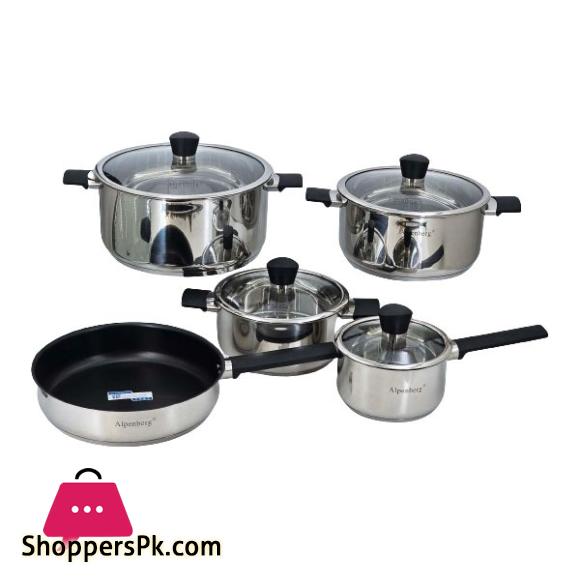 Alpenberg 10Pcs Stainless Steel Cooking Pots/Pans Set HP73