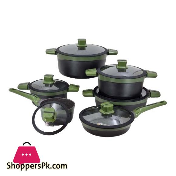 Alpenberg 12 Pieces Cooking Pot/Pan Set Black & Silver KC67