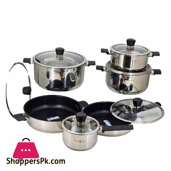 Alpenberg 12Pcs Stainless Steel Cooking Pots/Pans Set HP74