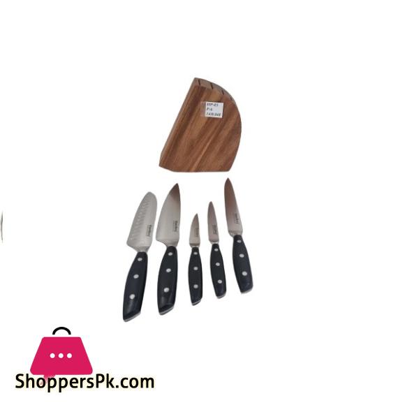 Alpenberg Black Knife Set Of Pcs With Oval Stand HP85