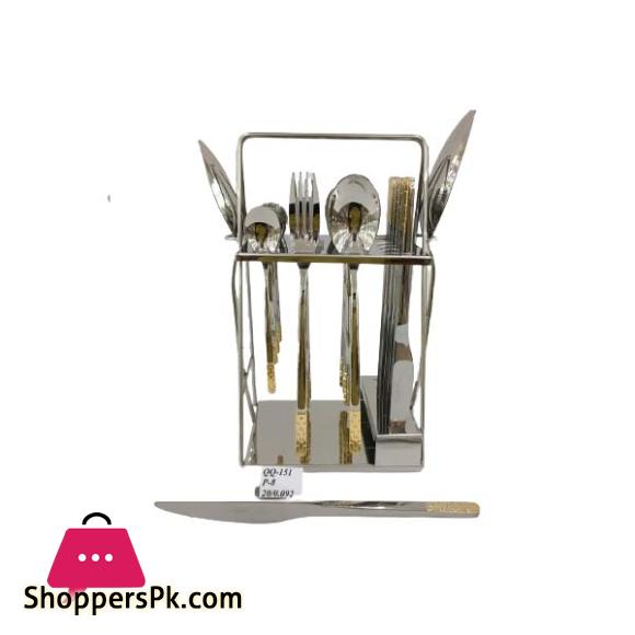 Alpenburg 26Pcs Cuttlery Set Silver & Gold With Stand QQ151