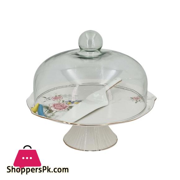 Angela Bird Design Cake Stand With Glass Lid BRD314
