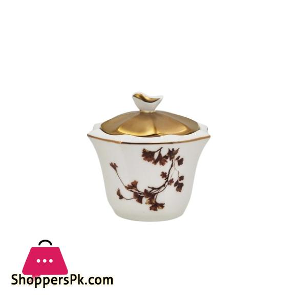 Angela Flower Design Sugar Pot With Golden Lid BRD327